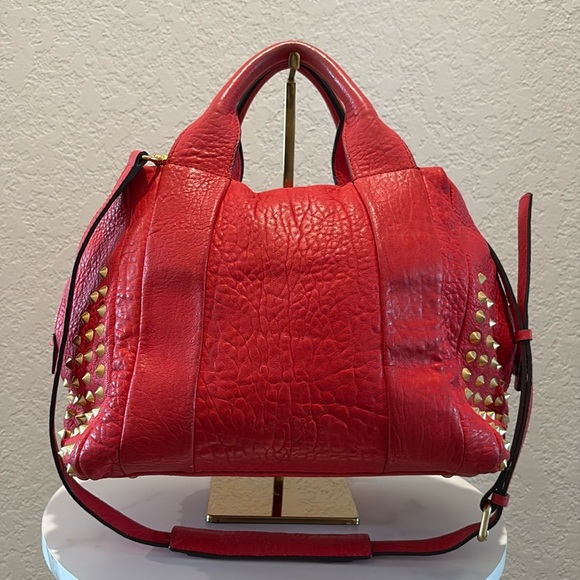 Mcm Red Studded Leather Bag Crossbody